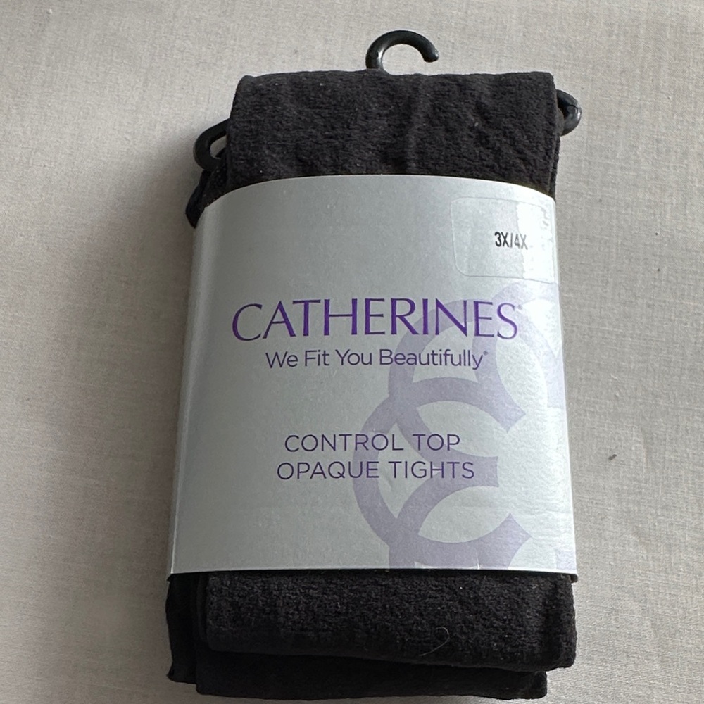 Catherines Black Control Top Opaque Tights